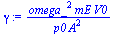 `:=`(gamma, `/`(`*`(`^`(omega_, 2), `*`(mE, `*`(V0))), `*`(p0, `*`(`^`(A, 2)))))