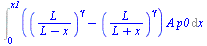 Int(`*`(`+`(`^`(`/`(`*`(L), `*`(`+`(L, `-`(x)))), gamma), `-`(`^`(`/`(`*`(L), `*`(`+`(L, x))), gamma))), `*`(A, `*`(p0))), x = 0 .. x1)