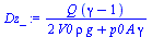 `:=`(Dz_, `/`(`*`(Q, `*`(`+`(gamma, `-`(1)))), `*`(`+`(`*`(2, `*`(V0, `*`(rho, `*`(g)))), `*`(p0, `*`(A, `*`(gamma)))))))