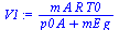`:=`(V1, `/`(`*`(m, `*`(A, `*`(R, `*`(T0)))), `*`(`+`(`*`(p0, `*`(A)), `*`(mE, `*`(g))))))