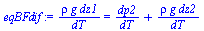 `:=`(eqBFdif, `/`(`*`(rho, `*`(g, `*`(dz1))), `*`(dT)) = `+`(`/`(`*`(dp2), `*`(dT)), `/`(`*`(rho, `*`(g, `*`(dz2))), `*`(dT))))