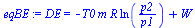 DE = `+`(`-`(`*`(T0, `*`(m, `*`(R, `*`(ln(`/`(`*`(p2), `*`(p1)))))))), W)