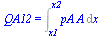 QA12 = Int(`*`(pA, `*`(A)), x = x1 .. x2)