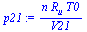 `:=`(p21, `/`(`*`(n, `*`(R[u], `*`(T0))), `*`(V21)))