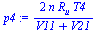 `:=`(p4, `+`(`/`(`*`(2, `*`(n, `*`(R[u], `*`(T4)))), `*`(`+`(V11, V21)))))