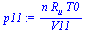 `:=`(p11, `/`(`*`(n, `*`(R[u], `*`(T0))), `*`(V11)))