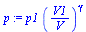 `:=`(p, `*`(p1, `*`(`^`(`/`(`*`(V1), `*`(V)), gamma))))