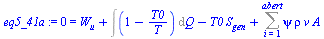 `:=`(eq5_41a, 0 = `+`(W[u], Int(`+`(1, `-`(`/`(`*`(T0), `*`(T)))), Q), `-`(`*`(T0, `*`(S[gen]))), Sum(`*`(psi, `*`(rho, `*`(v, `*`(A)))), i = 1 .. abert)))