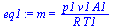 `:=`(eq1, m = `/`(`*`(p1, `*`(v1, `*`(A1))), `*`(R, `*`(T1))))