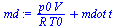 `:=`(md, `+`(`/`(`*`(p0, `*`(V)), `*`(R, `*`(T0))), `*`(mdot, `*`(t))))