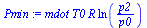 `:=`(Pmin, `*`(mdot, `*`(T0, `*`(R, `*`(ln(`/`(`*`(p2), `*`(p0))))))))