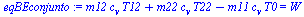 `:=`(eqBEconjunto, `+`(`*`(m12, `*`(c[v], `*`(T12))), `*`(m22, `*`(c[v], `*`(T22))), `-`(`*`(m11, `*`(c[v], `*`(T0))))) = W)