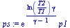 `:=`(ps, `*`(exp(`/`(`*`(ln(`/`(`*`(T2), `*`(T1))), `*`(gamma)), `*`(`+`(gamma, `-`(1))))), `*`(p1)))