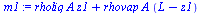 `:=`(m1, `+`(`*`(rholiq, `*`(A, `*`(z1))), `*`(rhovap, `*`(A, `*`(`+`(L, `-`(z1)))))))