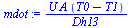 `:=`(mdot, `/`(`*`(U, `*`(A, `*`(`+`(T0, `-`(T1))))), `*`(Dh13)))