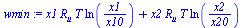`:=`(wmin, `+`(`*`(x1, `*`(R[u], `*`(T, `*`(ln(`/`(`*`(x1), `*`(x10))))))), `*`(x2, `*`(R[u], `*`(T, `*`(ln(`/`(`*`(x2), `*`(x20)))))))))