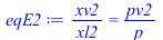 `/`(`*`(xv2), `*`(xl2)) = `/`(`*`(pv2), `*`(p))