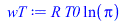 Typesetting:-mprintslash([wT := `*`(R, `*`(T0, `*`(ln(pi))))], [`*`(R, `*`(T0, `*`(ln(pi))))])