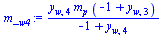 `:=`(m_[w4], `/`(`*`(y[w, 4], `*`(m[p], `*`(`+`(`-`(1), y[w, 3])))), `*`(`+`(`-`(1), y[w, 4]))))
