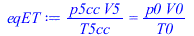 `/`(`*`(p5cc, `*`(V5)), `*`(T5cc)) = `/`(`*`(p0, `*`(V0)), `*`(T0))