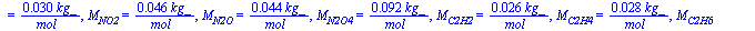 M[CuHvOwNxSy] = `+`(`/`(`*`(0.1e-2, `*`(`+`(`*`(12, `*`(u)), v, `*`(16, `*`(w)), `*`(14, `*`(x)), `*`(32, `*`(y))), `*`(kg_))), `*`(mol_))), M[O2] = `+`(`/`(`*`(0.32e-1, `*`(kg_)), `*`(mol_))), M[N2] ...