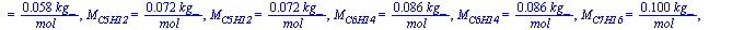 M[CuHvOwNxSy] = `+`(`/`(`*`(0.1e-2, `*`(`+`(`*`(12, `*`(u)), v, `*`(16, `*`(w)), `*`(14, `*`(x)), `*`(32, `*`(y))), `*`(kg_))), `*`(mol_))), M[O2] = `+`(`/`(`*`(0.32e-1, `*`(kg_)), `*`(mol_))), M[N2] ...
