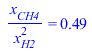 `/`(`*`(x[CH4]), `*`(`^`(x[H2], 2))) = .49