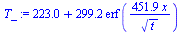 `:=`(T_, `+`(223., `*`(299.1828208, `*`(erf(`+`(`/`(`*`(451.9089944, `*`(x)), `*`(`^`(t, `/`(1, 2))))))))))