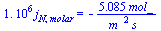 `+`(`*`(0.1e7, `*`(j[N, molar]))) = `+`(`-`(`/`(`*`(5.085, `*`(mol_)), `*`(`^`(m_, 2), `*`(s_)))))