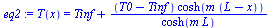 T(x) = `+`(Tinf, `/`(`*`(`+`(T0, `-`(Tinf)), `*`(cosh(`*`(m, `*`(`+`(L, `-`(x))))))), `*`(cosh(`*`(m, `*`(L))))))