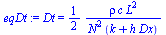 Dt = `+`(`/`(`*`(`/`(1, 2), `*`(rho, `*`(c, `*`(`^`(L, 2))))), `*`(`^`(N, 2), `*`(`+`(k, `*`(h, `*`(Dx)))))))