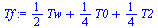 `+`(`*`(`/`(1, 2), `*`(Tw)), `*`(`/`(1, 4), `*`(T0)), `*`(`/`(1, 4), `*`(T2)))