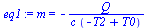 m = `+`(`-`(`/`(`*`(Q), `*`(c, `*`(`+`(`-`(T2), T0))))))