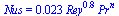 Nus = `+`(`*`(0.23e-1, `*`(`^`(Rey, .8), `*`(`^`(Pr, n)))))