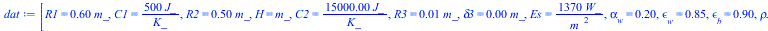 [R1 = `+`(`*`(.6, `*`(m_))), C1 = `+`(`/`(`*`(500, `*`(J_)), `*`(K_))), R2 = `+`(`*`(.5, `*`(m_))), H = m_, C2 = `+`(`/`(`*`(0.15e5, `*`(J_)), `*`(K_))), R3 = `+`(`*`(0.5e-2, `*`(m_))), delta3 = `+`(`...