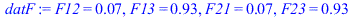 F12 = 0.7e-1, F13 = .93, F21 = 0.7e-1, F23 = .93