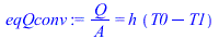 `/`(`*`(Q), `*`(A)) = `*`(h, `*`(`+`(T0, `-`(T1))))