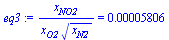`/`(`*`(x[NO2]), `*`(x[O2], `*`(`^`(x[N2], `/`(1, 2))))) = 0.5806e-4