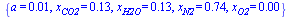 {a = 0.13e-1, x[CO2] = .13, x[H2O] = .13, x[N2] = .74, x[O2] = 0.65e-4}