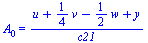 A[0] = `/`(`*`(`+`(u, `*`(`/`(1, 4), `*`(v)), `-`(`*`(`/`(1, 2), `*`(w))), y)), `*`(c21))