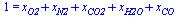 1 = `+`(x[O2], x[N2], x[CO2], x[H2O], x[CO])