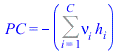 PC = `+`(`-`(Sum(`*`(nu[i], `*`(h[i])), i = 1 .. C)))