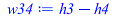 Typesetting:-mprintslash([w34 := `+`(h3, `-`(h4))], [`+`(h3, `-`(h4))])