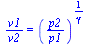 `/`(`*`(v1), `*`(v2)) = `^`(`/`(`*`(p2), `*`(p1)), `/`(1, `*`(gamma)))