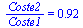 `/`(`*`(Coste2), `*`(Coste1)) = .92