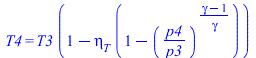 T4 = `*`(T3, `*`(`+`(1, `-`(`*`(eta[T], `*`(`+`(1, `-`(`^`(`/`(`*`(p4), `*`(p3)), `/`(`*`(`+`(gamma, `-`(1))), `*`(gamma)))))))))))
