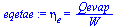 eta[e] = `/`(`*`(Qevap), `*`(W))