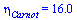 eta[Carnot] = 16.
