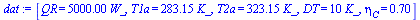 [QR = `+`(`*`(0.5e4, `*`(W_))), T1a = `+`(`*`(283.15, `*`(K_))), T2a = `+`(`*`(323.15, `*`(K_))), DT = `+`(`*`(10, `*`(K_))), eta[C] = .7]