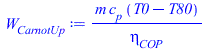 `/`(`*`(m, `*`(c[p], `*`(`+`(T0, `-`(T80))))), `*`(eta[COP]))